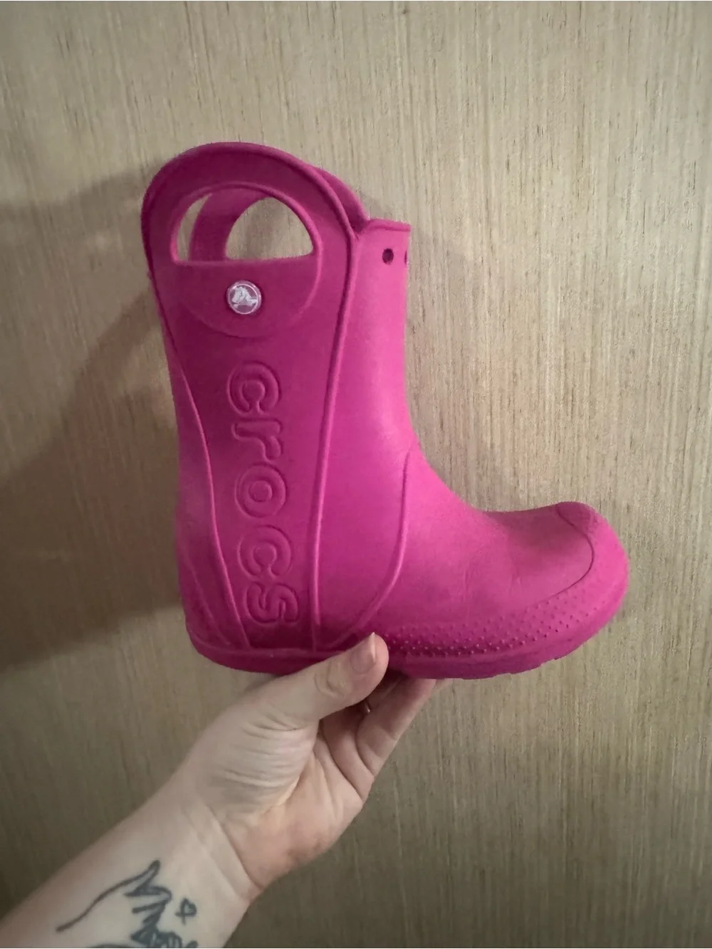 Women’s CROCS Pink Slip-On Clog Rain Boots Size 13